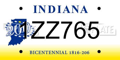 1ZZ765 Indiana License Plate