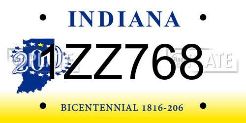 1ZZ768 Indiana License Plate