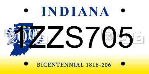 1ZZS705 Indiana License Plate