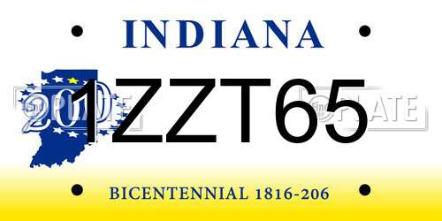 1ZZT65 Indiana License Plate