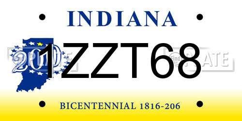 1ZZT68 Indiana License Plate