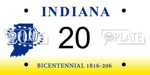 20 Indiana License Plate
