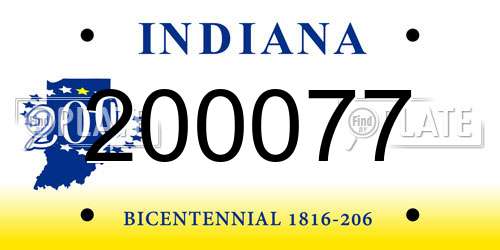 200077 Indiana License Plate