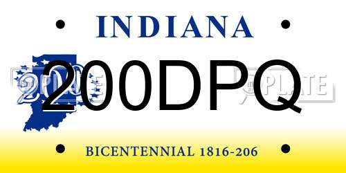 200DPQ Indiana License Plate
