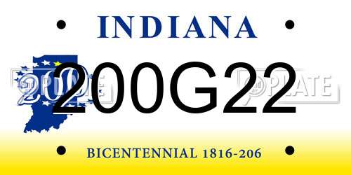 200G22 Indiana License Plate