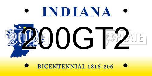200GT2 Indiana License Plate