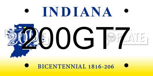 200GT7 Indiana License Plate