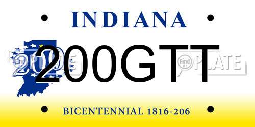 200GTT Indiana License Plate