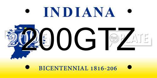 200GTZ Indiana License Plate