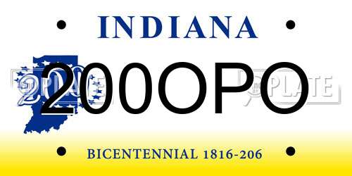 200OPO Indiana License Plate