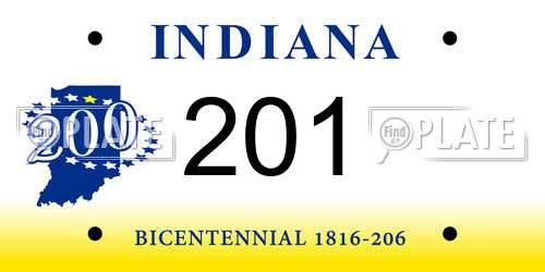 201 Indiana License Plate