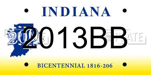 2013BB Indiana License Plate