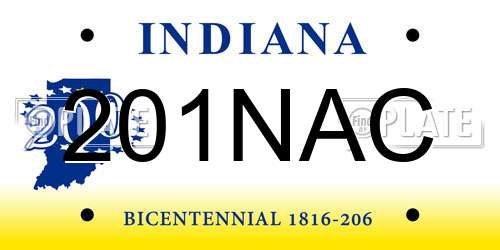 201NAC Indiana License Plate