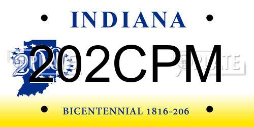 202CPM Indiana License Plate