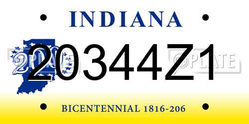 20344Z1 Indiana License Plate