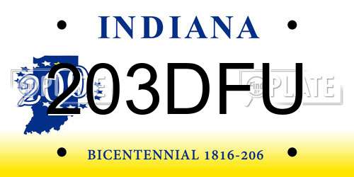 203DFU Indiana License Plate