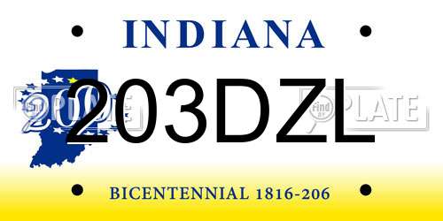 203DZL Indiana License Plate