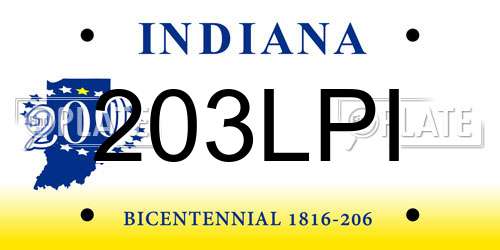 203LPI Indiana License Plate