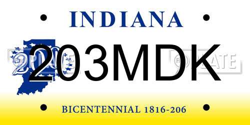 203MDK Indiana License Plate