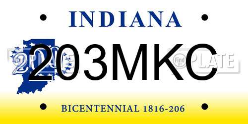 203MKC Indiana License Plate