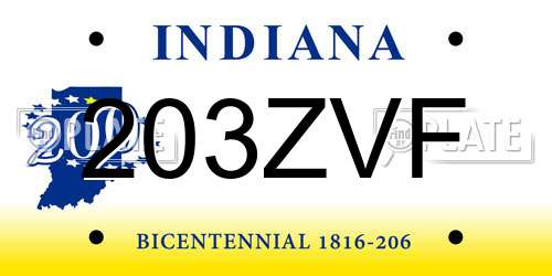 203ZVF Indiana License Plate