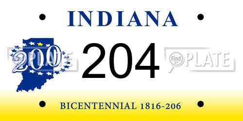 204 Indiana License Plate