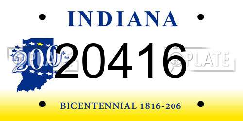 20416 Indiana License Plate