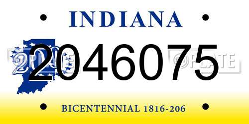 2046075 Indiana License Plate