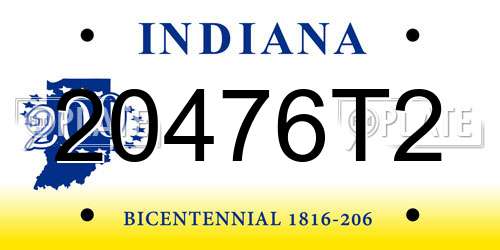 20476T2 Indiana License Plate