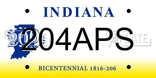 204APS Indiana License Plate