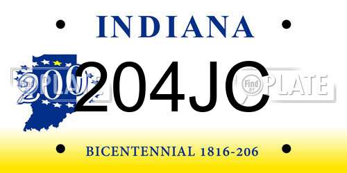 204JC Indiana License Plate