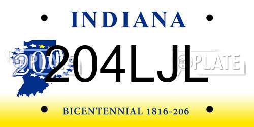 204LJL Indiana License Plate