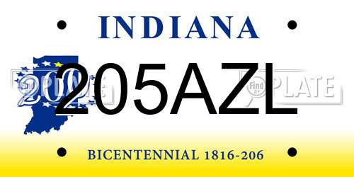 205AZL Indiana License Plate