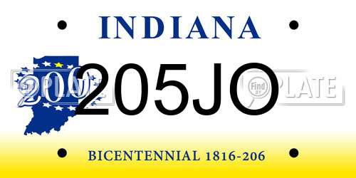 205JO Indiana License Plate