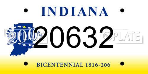 20632 Indiana License Plate