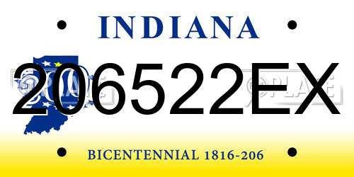 206522EX Indiana License Plate