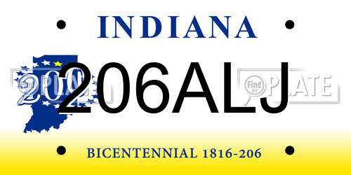 206ALJ Indiana License Plate