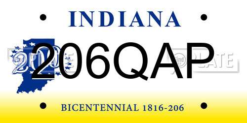 206QAP Indiana License Plate