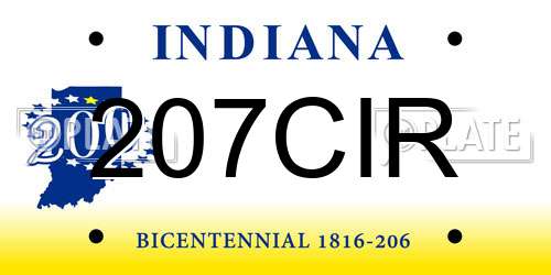 207CIR Indiana License Plate