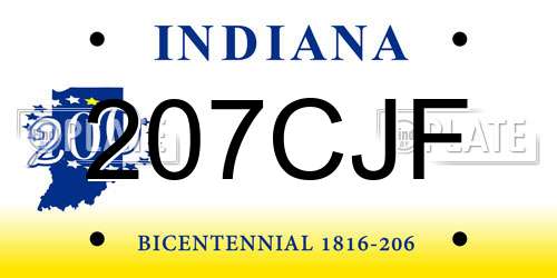 207CJF Indiana License Plate