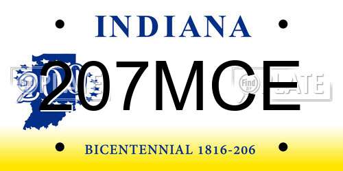 207MCE Indiana License Plate