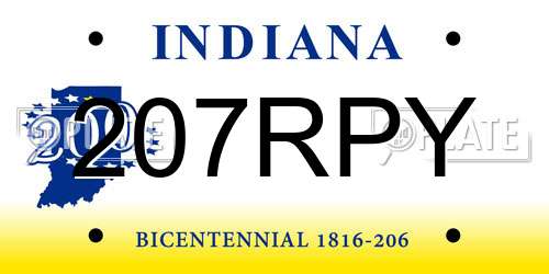 207RPY Indiana License Plate