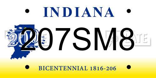 207SM8 Indiana License Plate