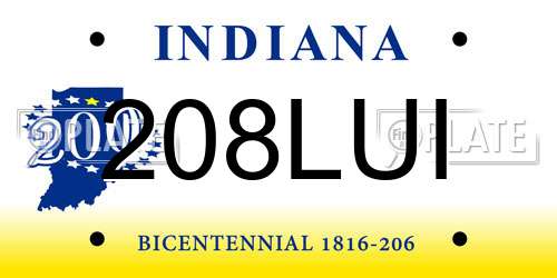 208LUI Indiana License Plate
