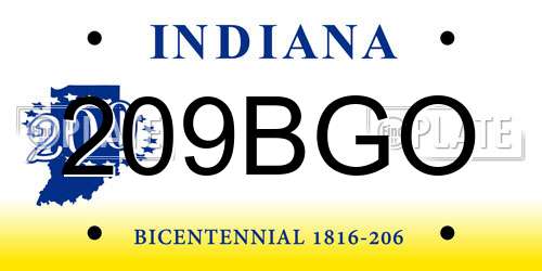 209BGO Indiana License Plate