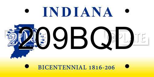 209BQD Indiana License Plate