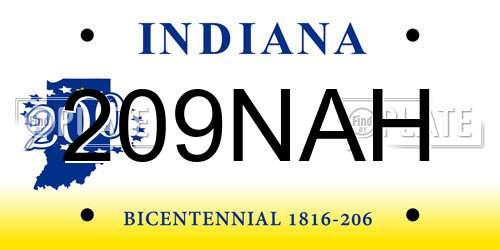 209NAH Indiana License Plate