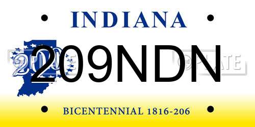 209NDN Indiana License Plate