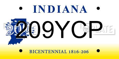 209YCP Indiana License Plate