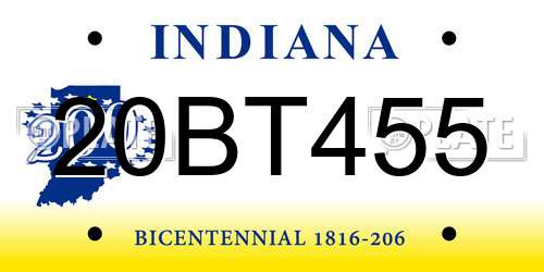 20BT455 Indiana License Plate
